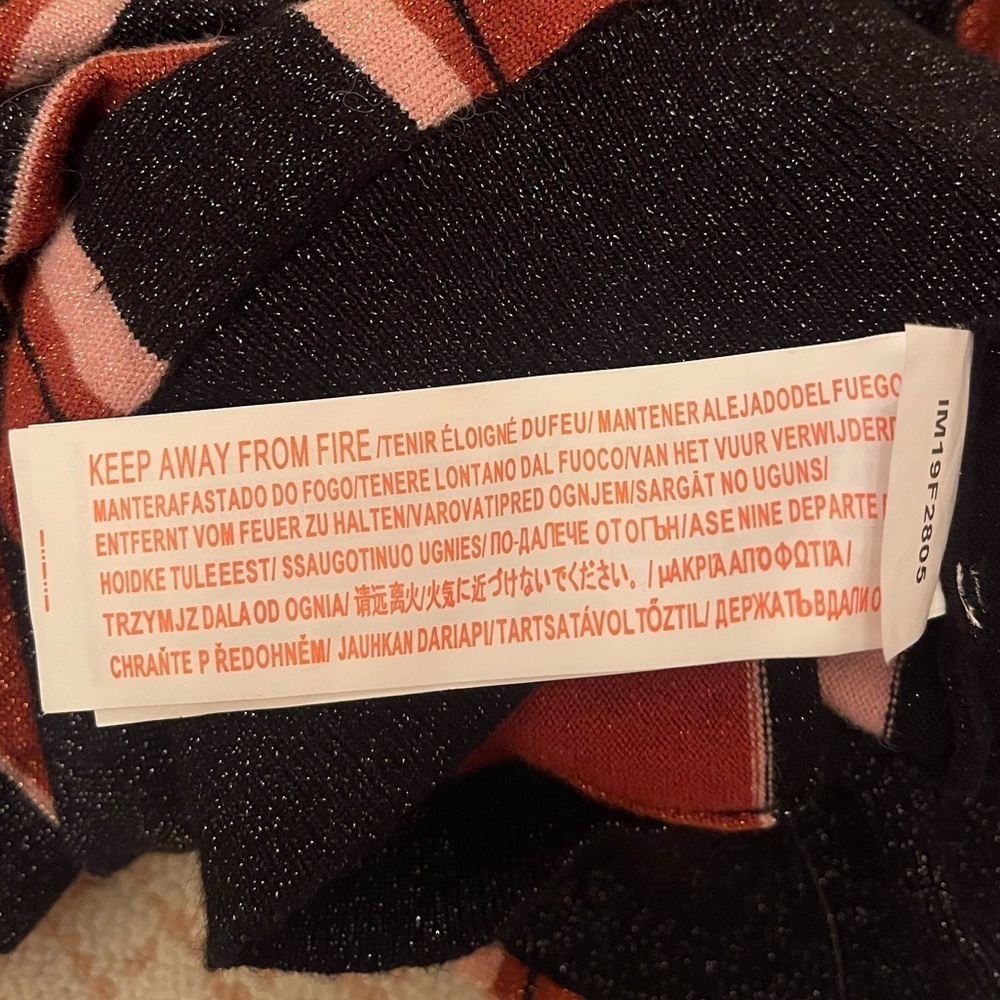 Minkpink orange pink black sparkly sweater women’s size large - Picture 6 of 8
